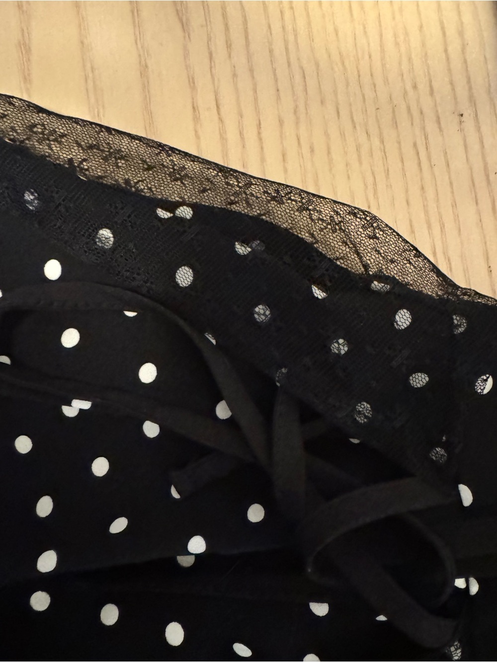 Black Polka Dot Skort with Lace Trim